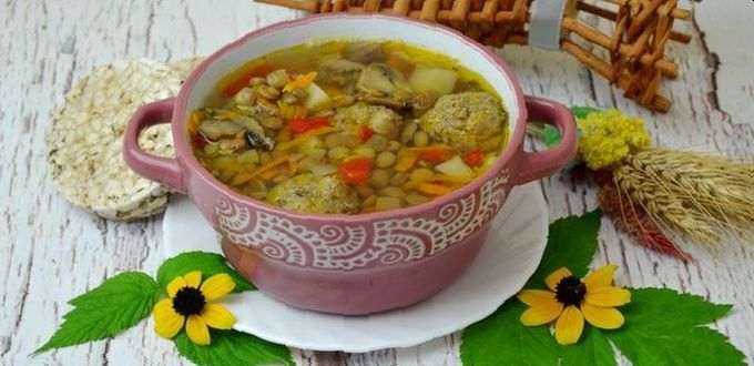 Ингредиенты для «Турецкий суп из чечевицы с грибами»: